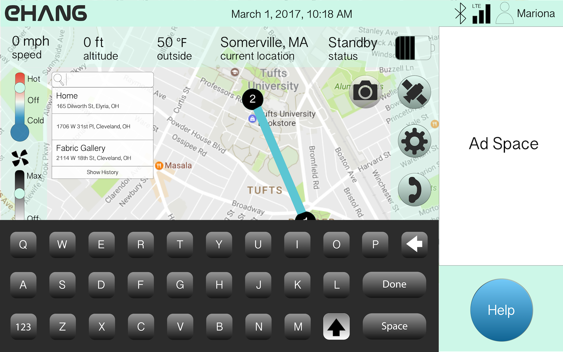 EHANG set destination