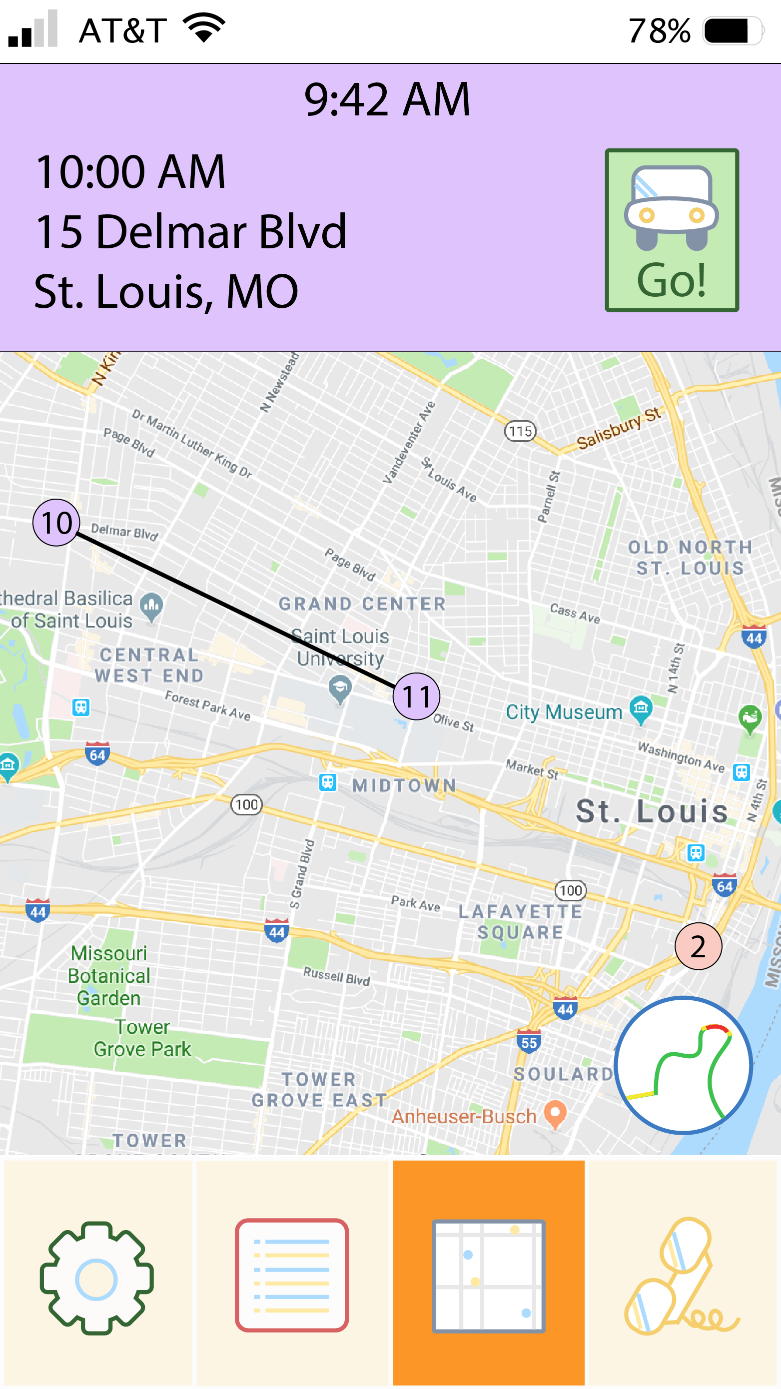 Mobile map screen