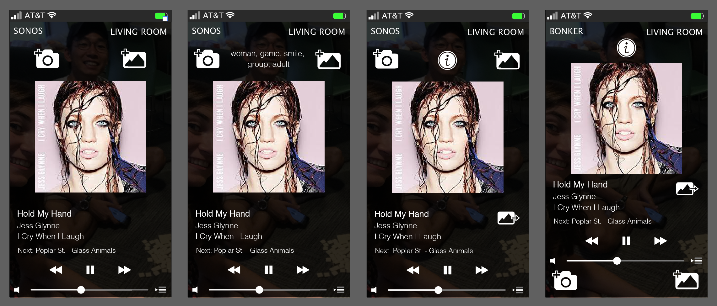 Bonker app screen iterations